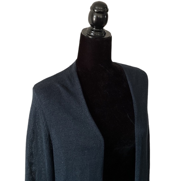J. Jill Navy Blue Women's Open Cardigan Sweater Linen Rayon, size M - Picture 2 of 9